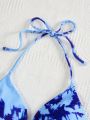 SHEIN Swim Vcay Plus Size Women's Tie Dye Halter Bikini Top