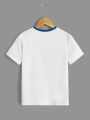 SHEIN Kids SPRTY Boys' Comfortable Casual T-Shirt With Color Blocking And Letter Print