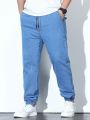 Men Plus Drawstring Waist Jogger Jeans