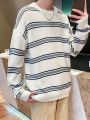 Manfinity Hypemode Men'S Striped Drop Shoulder Long Sleeve Sweater With Round Neck