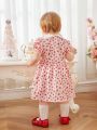 Baby Girl Ditsy Floral Print Peter Pan Collar Puff Sleeve Dress