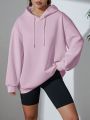 Solid Color Hooded Sweatshirt With Lining And Drawstring