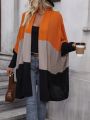 Color Block Batwing Sleeve Open Front Cardigan