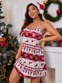 Plus Christmas Print Cami Nightdress