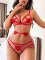 Hollow Out Heart Shaped Sexy Lingerie Set