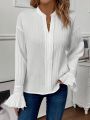 Women's Solid Color Drop Shoulder Ruffle Sleeve Blouse