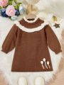 Infant Girls' Fashionable White Lace Knit Sweater Dress