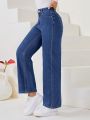 SHEIN Privé Raw Color Straight Leg Jeans