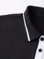 Extended Sizes Men's Plus Size Slim Fit Color-block Polo Shirt