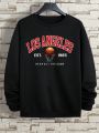 Teenage Boys' Basketball Print Round Neck Fleece Sweatshirt