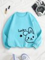 Women's Plus Size Cartoon Letter Print Fleece Hoodie