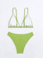 SHEIN Swim Basics Solid Color Triangle Cup Bikini Set