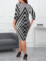 SHEIN Clasi Plus Size Full Printed Bodycon Dress