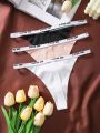3pcs Letter Printed Strap Thong Underwear
