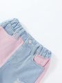 Girls' Color Block Flared Jeans Without Elasticity