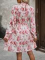 SHEIN LUNE Floral Print Belted Dress