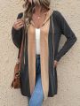 SHEIN LUNE Hooded Contrast Color Cardigan Jacket