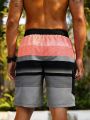 Men'S Striped Drawstring Waist Beach Shorts