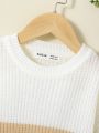 SHEIN Young Girl Color Block Drop Shoulder Sweater