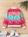 SHEIN Tween Girl Tie Dye Zip Up Bomber Jacket