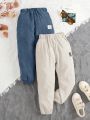 SHEIN Kids EVRYDAY 2pcs Fashionable And Versatile Casual Pants For Toddler Boys