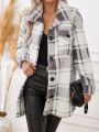 SHEIN Essnce Random Plaid Long Sleeve Women's Coat