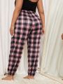 Plus Plaid Print Knot Front Sleep Pants