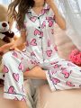 Women's Satin Digital Printed Pajama Set