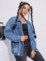 Women's Drawstring Denim Jacket