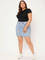 SHEIN CURVE+ Plus Size Round Neck Short Sleeve T-shirt