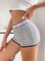 3pack Contrast Letter Tape Waist Shortie Set