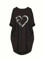 Plus Size Butterfly & Heart Printed Dress