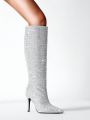New Arrival Crystal & Rhinestone Decorated Sexy Stiletto Thigh High Boots For Women