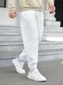 SHEIN Men Letter Patched Drawstring Waist Sweatpants