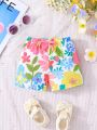 3pcs Baby Summer Romantic Floral Print Shorts Set