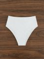 SHEIN Swim Basics Solid Color High Waist Ruffled Swimsuit Bottom