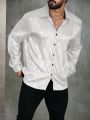 Extended Sizes Men's Plus Size Jacquard Long Sleeve Shirt