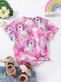 SHEIN Kids EVRYDAY Toddler Girls Unicorn Print Tee