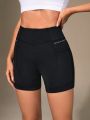 Wide Waistband Phone Pocket Side Biker Shorts