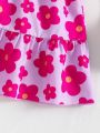 Toddler Girls' Flower Printed Top And Skirt Set