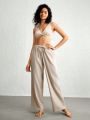 SHEIN Leisure Drawstring Waist Wide Leg Lounge Pants