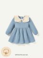 Cozy Cub Baby Girl Contrast Collar Smock Dress