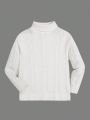 SHEIN Kids EVRYDAY Young Boys' Casual Fit Turtleneck Pullover Sweater With Cable Knit Pattern