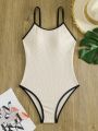 Women's One-piece Swimsuit With Contrast Color Edges