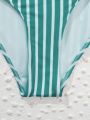 SHEIN Swim Vcay Striped Plunging Neck One Piece Swimsuit