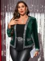 SHEIN Clasi Oversized Sequin Patchwork Blazer