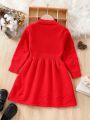 SHEIN Kids CHARMNG Girls' Lovely Warm Heart Pattern Sweater Dress