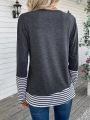 Women'S Round Neck Striped Long Sleeve T-Shirt