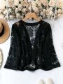 SHEIN LUNE Plus Open Front Lace Jacket