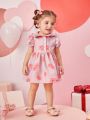 Baby Girls' Love Heart Print Long Sleeve Dress For Autumn And Winter